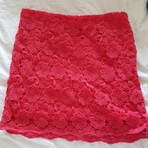 Red skirt summer floral embroidery